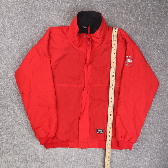 VTG Helly Hanson Fleece Lined XL Red Long Sleeve Full Zip Nylon Jacket - Picture 3 of 13